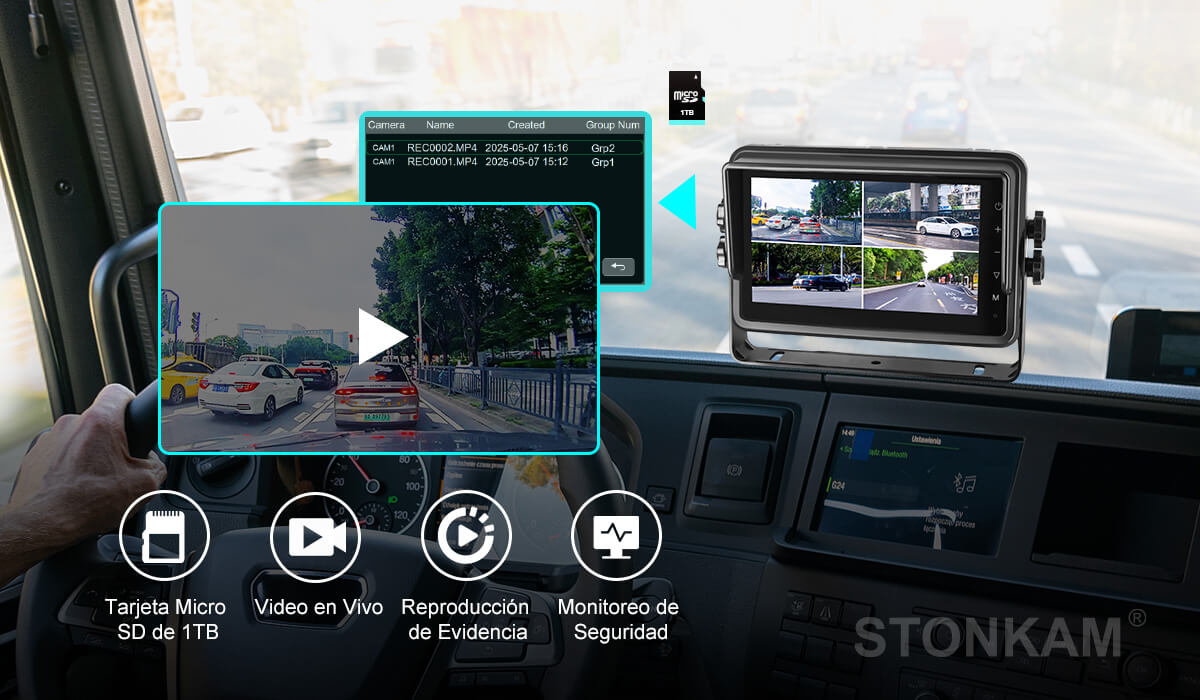Pantalla con cuatro divisiones para vehículo