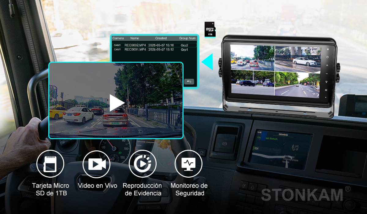 Pantalla con cuatro divisiones para vehículo